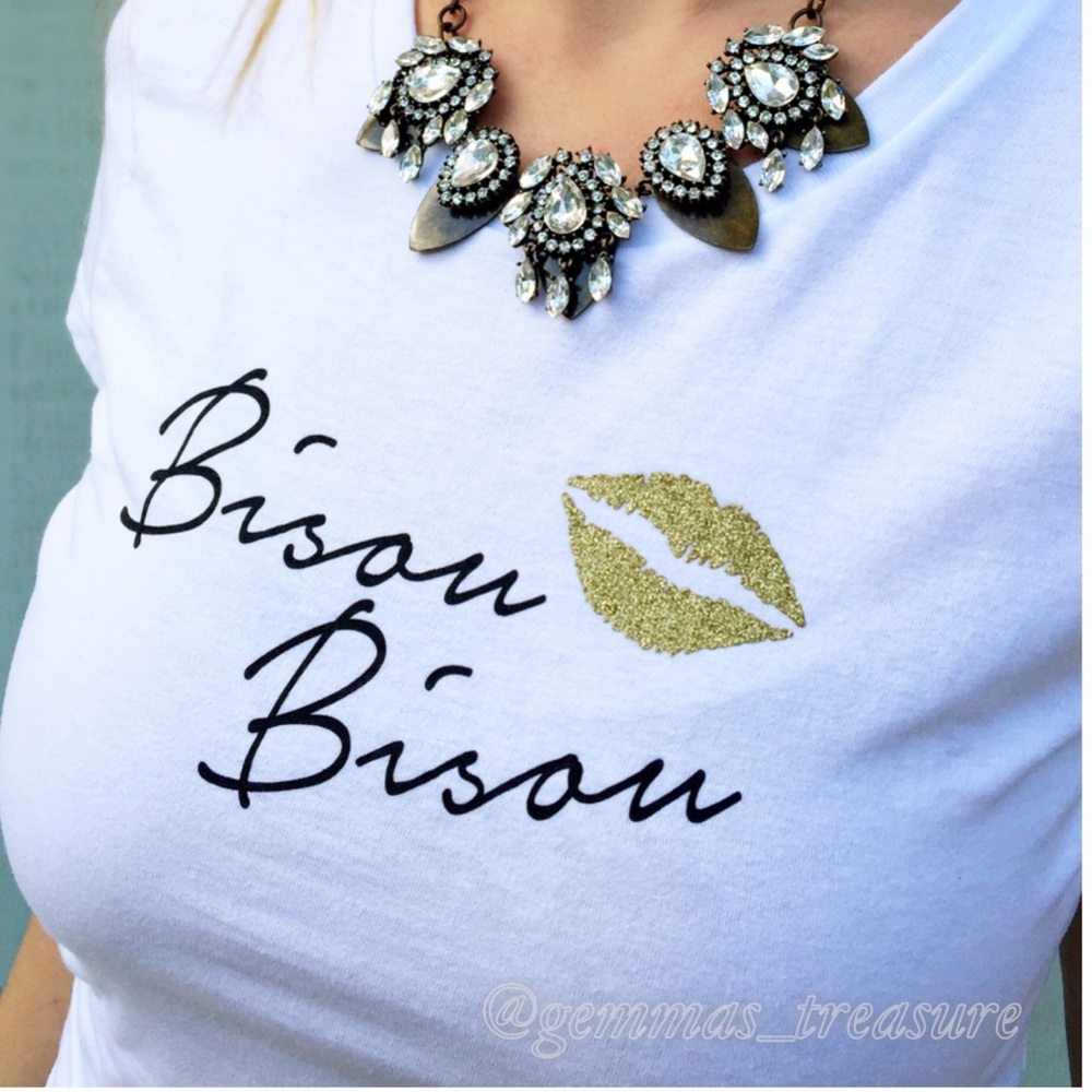 24 HR SALE || 
Bisou Bisou Tee with Glitter Lips
